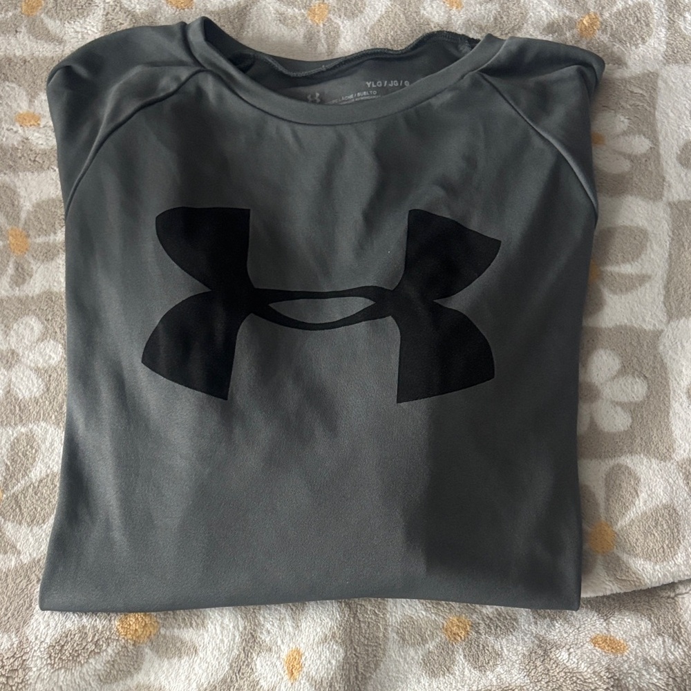 Youth under Armour Charcoal long sleeve  with Black Logo